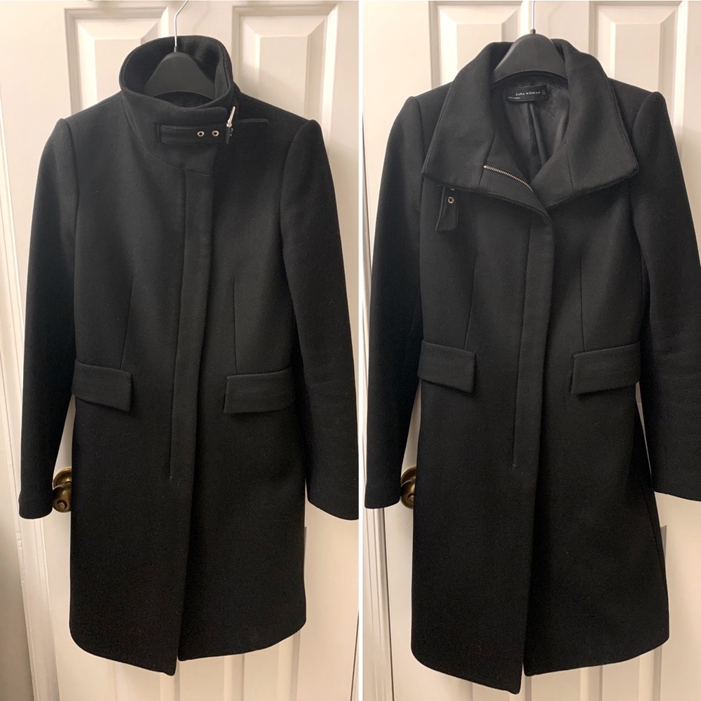 Zara blended wool coat with zipper